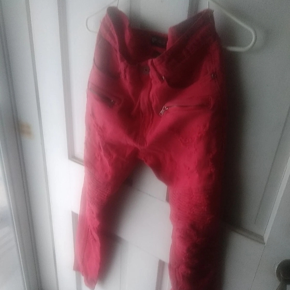 Waimea jeans Mens Red Skinny  Biker Skater Jeans  Size 32